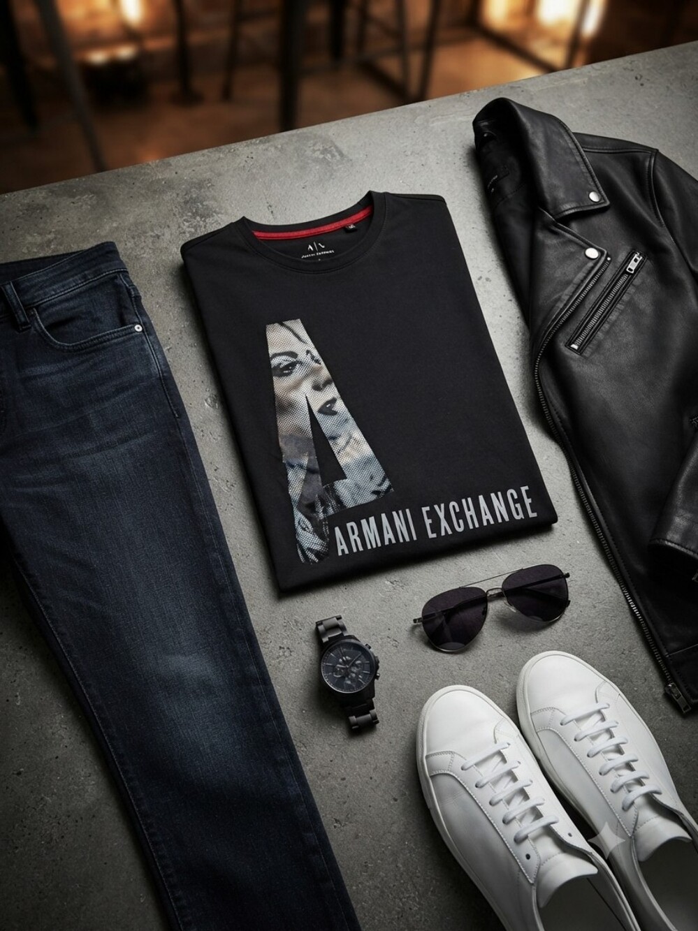 Armani Exchange Men's Graphic Logo T-Shirt - Black, Size M (Authentic)